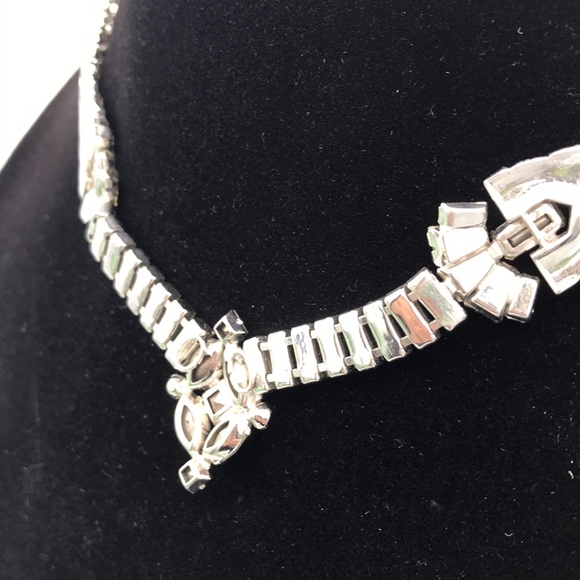 Art Deco Sterling Silver “Phyllis” Rhinestone Necklace - Picture 4 of 7